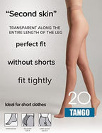 Conte Tights Sheer to Waist Pantyhose with Satin Silky Touch Effect, Tango 20 Den