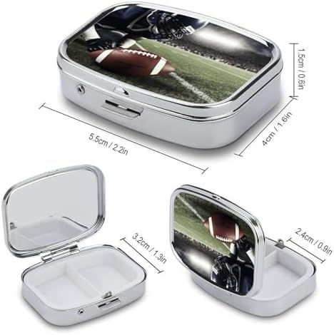 American Football Pill Organizer Cute Pill Box Decorative Metal Pill Case Portable Vitamin Organizer Travel Medicine Holder Mini Pill Storage Container for Purse