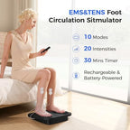 EaseZen Foot Massager for Neuropathy, Rechargeable TENS EMS Foot Stimulator with 10 Modes 20 Intensities, Feet Circulation Stimulator for Neuropathy, Plantar Fasciitis, Gifts for Mom Dad