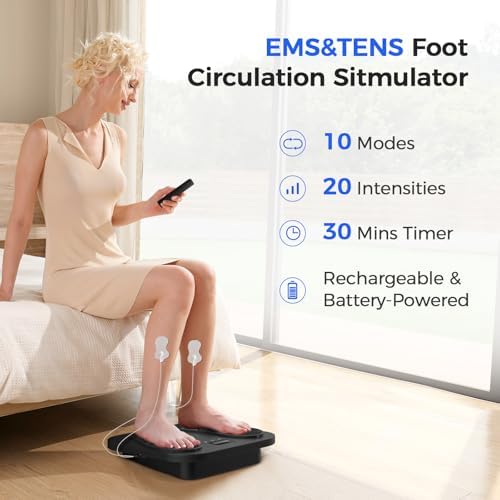 EaseZen Foot Massager for Neuropathy, Rechargeable TENS EMS Foot Stimulator with 10 Modes 20 Intensities, Feet Circulation Stimulator for Neuropathy, Plantar Fasciitis, Gifts for Mom Dad