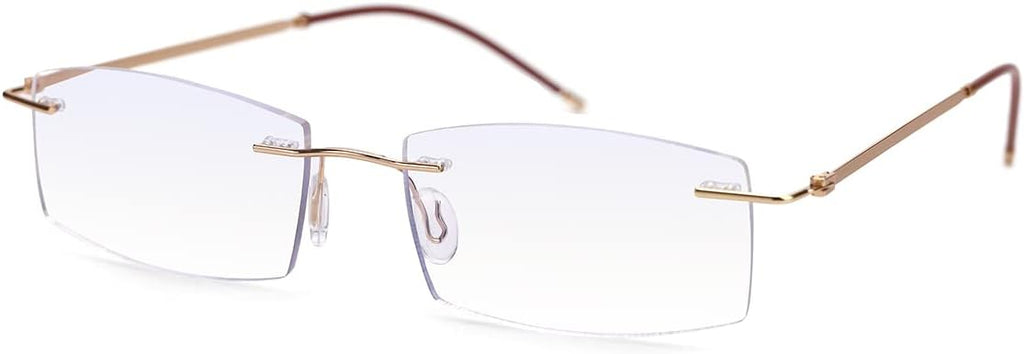TERAISE Rimless Reading Glasses for Men Women, Lightweight Metal Clear Readers, Fashion Blue Light Blocking Computer Glasses