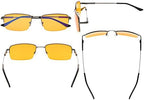 Eyekepper Computer Reading Glasses-Better Sleep Readers-97% Blue Light Blocking-Memory Titanium Half-Rim Men, Dark Orange Tinted Lens(Gunmetal, 2.00)