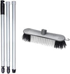 Addis Indoor Plastic Sweeping Broom with Soft Nylon bristles & 3pcs Easy Assemble Metal Handle, Metallic Grey
