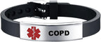 KunBead Medical Alert Bracelets for Women Adjustable Stainless Steel Silicone Emergency Awareness Medical ID Bracelet Wristband