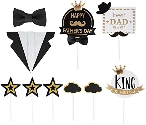 Gyufise 13Pcs Happy Father's Day Cake Toppers Dad Happy Birthday Cake Topper Decorations for Fathers Day Birthday Party Decorations Supplies