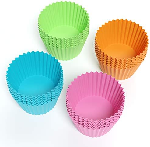 Bakerpan Silicone Mini Cupcake Liners 24 Pack - Reusable Non-Stick Muffin Cups - BPA-Free Baking Cups for Mini Muffin Pan, Candy & Chocolate Molds, 4 Vibrant Colors