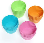 Bakerpan Silicone Mini Cupcake Liners 24 Pack - Reusable Non-Stick Muffin Cups - BPA-Free Baking Cups for Mini Muffin Pan, Candy & Chocolate Molds, 4 Vibrant Colors