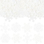 Ephlyn 60Pcs Edible Snowflake Cupcake Toppers Winter Cupcake Picks Snowflake Water Paper Winter Frozen Theme Baby Shower Kids Birthday Cake Decorations Party Supplies White