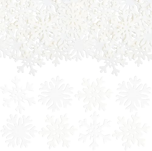 Ephlyn 60Pcs Edible Snowflake Cupcake Toppers Winter Cupcake Picks Snowflake Water Paper Winter Frozen Theme Baby Shower Kids Birthday Cake Decorations Party Supplies White