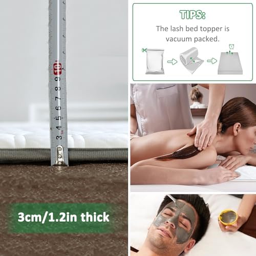 KKCD Massage Table Cushion Topper Memory Foam,Lash Bed Mattress Pad,Non-Slip Spa Bed Padding,with Breathe Hole&Elastic Bands,Square/Round/Trapezoidal Head,3/4/5/6cm Thick,3cm/1.2in,T 70x185cm