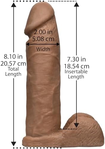 Doc Johnson Vac-U-Lock - The Realistic Dildo - 8 Inch ULTRASKYN - F-Machine and Harness Compatible - for Adults Only, Caramel