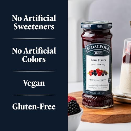 St. Dalfour Four Fruits Fruit Spread - 10oz - 100% from Fruit, No Artificial Ingredients, Non-GMO, No Cane Sugars, All Natural, Made in France