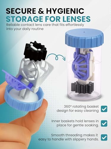 SPORTS WORLD VISION Hydrogen Peroxide Contact Lens Case (3 Pieces) Easy to Carry Vented Universal Protective Case, Barrel Shaped Contact Lens Cleaning Container for Everyday Use