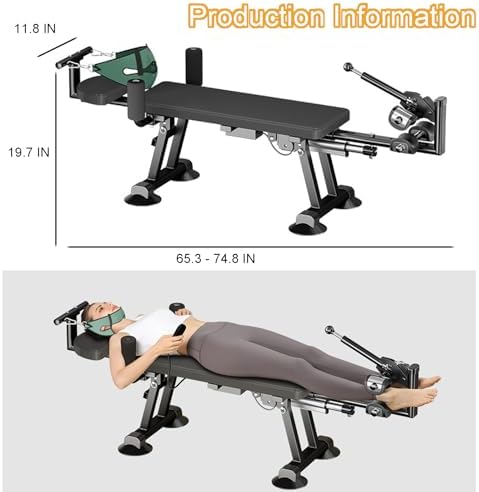 Fitness Full Body Traction Bed, Massage Cervical Traction Table for Lumber Stretching, Portable Inversion Table Alternative, Back Decompression Bench Machine for Home (Electric High)
