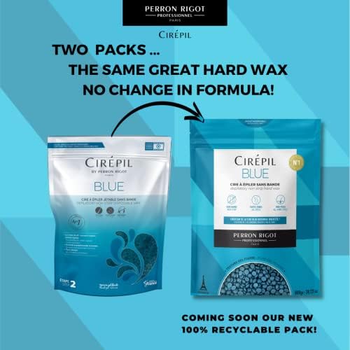 Cirepil - Blue - 800g / 28.22 oz Hard Wax Beads Bag - Face & Body Wax, Unscented & No Strip Needed - Perfect for Sensitive Skin & Brazilian Waxing - Fluid Gel Texture, Easy Hair-Removal
