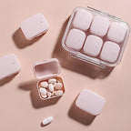 4/6 Grid Free Assembly Travel Medicine Organizer 10 Day Pill Organizer Portable Pill Box Waterproof Pill Case Daily Medication Carry Case for Vitamins, Fish Oils, Supplements