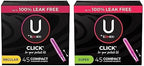 U by Kotex Click Compact Tampons, Regular Absorbency, Unscented, 45 Count & U by Kotex Click Compact Tampons, Super Absorbency, Unscented, 45 Count