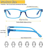 Kerecsen 4 Pack Reading Glasses for Men and Women with Spring Hinges, Lightweight Black Rectangular Readers Eyeglasses (4 Pack Blue, 1.5, x)