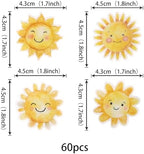 Rsstarxi 60 Pack Edible Sun Cupcake Toppers Sunshine Party Decorations Sun Flower Smiley Sunshine Cupcake Picks for Summer Theme Baby Shower Birthday Party Cake Decorations Favors