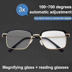 Smart Zoom Reading Glasses with Progressive Multi-Focus, Auto Focus Self Adjusting, Photochromic Lenses for Men & Women