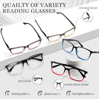 5 Pack Reading Glasses for Women Men, Blue Light Blocking Computer Readers Spring Hinge Fashion Eyeglasses