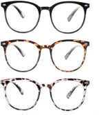3 Pack Reading Glasses for Women Round Style Frame Spring Hinges with Three Soft Glasses Cases