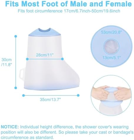 Waterproof Foot Cast Cover for Showering Adult Cast Covers for Shower Leg with Non-Slip Bottom Cast Bag Keep Bandage Dry Cast Protector for Leg, Foot, Ankle Wound