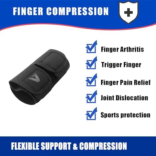 Elastic Finger Sleeves Finger Splint Support Thumb Brace Protector Relieve Pain for Arthritis, Triggger Finger, Reusable Finger Tapes for Basketball, Tennis, Baseball, Volleyball, Badminton - M