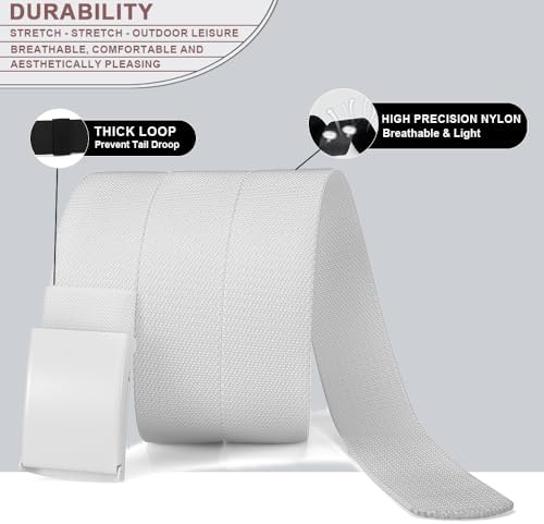 DOOPAI Canvas Web Belt with Stretch Flexibility, Elastic Belt Fit, Top Military Buckle - Adjustable, Cut to Fit