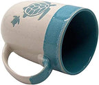 Wowser Speckled White Mug Dipped in Teal with Mom and Baby Turtle Design, Stoneware Mug, 16 ounces