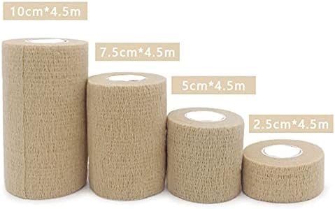 Self Adherent Cohesive Wrap Bandages Bundle Pack, 4-in Wide 5 yds Self Adhesive Non Woven Bandage Rolls, Brown Athletic Tape for Wrist & Hand, Premium-Grade Medical Stretch Wrap, Ankle Tape (8 Pack)