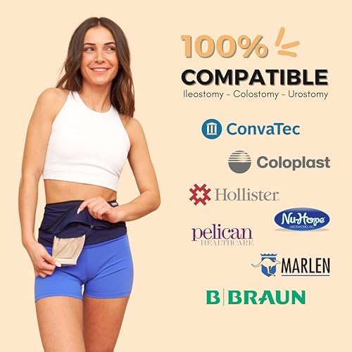 SIIL Ostomy Belt for Women Blue for Sports & Swimming - Ostomy Bag Covers Compatible W/Any Ostomy Supplies - Made In Europe (Large)