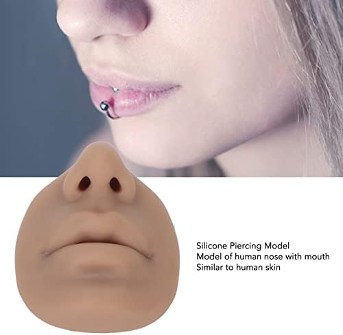 Silicone Nose Model, Soft Silicone Lip Piercing Model, Practice Skin, Realistic Fake Nose, Piercing Face Model for Jewelry Display & Makeup Tattooing & Piercing Practice Body
