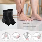 2 Pack Adjustable Ankle Brace Compression Sleeve, Arch Support & Foot Stabilizer, Elastic Wrap for Plantar Fasciitis, Achilles Tendonitis Recovery, Sports Bandage Socks for Men & Women (Medium)