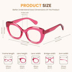 JiSoo Oversized Cat Eye Reading Glasses for Women Funky Cute Readers for Women, Designer Stylish Reading Glasses