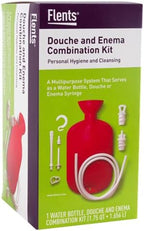 Flents Douche and Enema Combination Kit for Men and Women, Large Capacity, Multipurpose Cleaning System for Personal Hygiene, Colon Detox Cleanse, Made with Comfortable Material, Red (1.66 L)