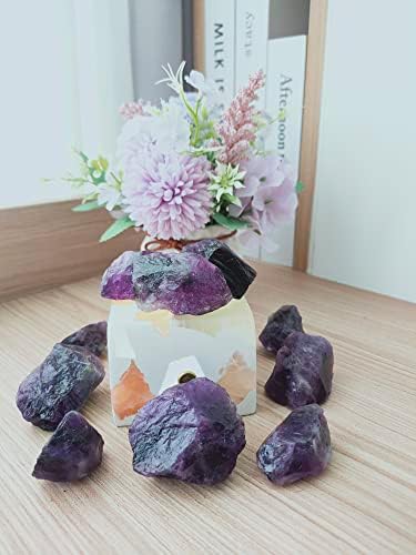 2 lb Rough Crystals Bulk Raw Amethyst Quartz Healing Stones for Tumbling, Wire Wrapping, Wicca Reiki,Meditation