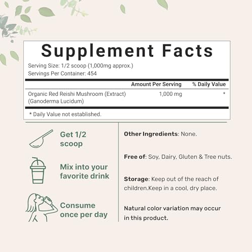 Micro Ingredients Organic Reishi Mushroom Extract, 16 oz | 100:1 Red Reishi | Supports Immunity, Mood & Stress Relief | Great for Tea, Tonic & Daily Rituals | Non-GMO, Vegan Friendly