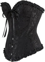 Springcmy Women Plus Size Christmas Santa Claus Corset Tops Boned Overbust Bustier Shapewear Lace Up Fur Trim Push Up Costume