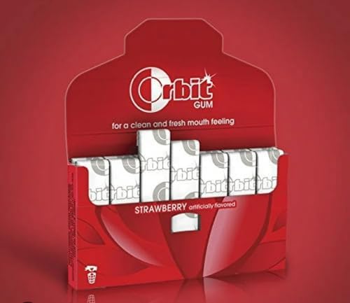 O'rbits-Strawberry Sugar-Free Gum, 14 Pieces each, Pack of 3. (Total 42 Pieces)