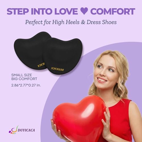 Ball of Foot Cushions Shoe Inserts: Metatarsal Pads for Women - Anti-Slip Forefoot Inserts for High Heel Footwear, One Size Fits All, 2 Pairs (4, Black)