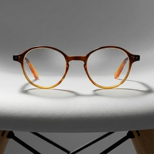 2SeeLife Small Round Reading Glasses for Men & Women – Narrow-Medium Fit, Sturdy Frame, Spring Hinges, Premium Retro Readers, Brown, +1.00