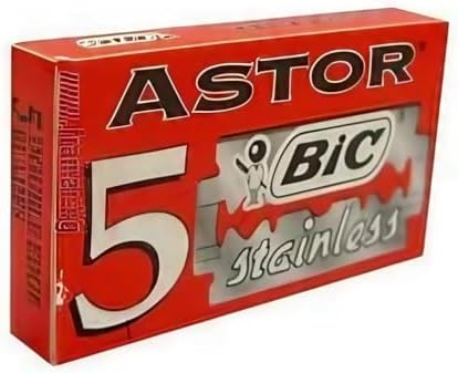 100 BIC ASTOR Platinum Stainless Steel Double Edge Safety Razor Blades with Chromium Polymer Coated Edges for a Close Shave