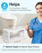 Foldable Toilet Stool, 7.5 Inches Bamboo Toilet Stool Squat for Adults, Collapsible Poop Stool for Bathroom, Potty Step Stool with Non-Slip Strip