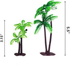 12Pieces 3.15-inch and 5.5-inch Green Palm Tree Cake Topper Decorated with Coconut Cake Topper Cake Decoration or Model, Sand Table Decoration.