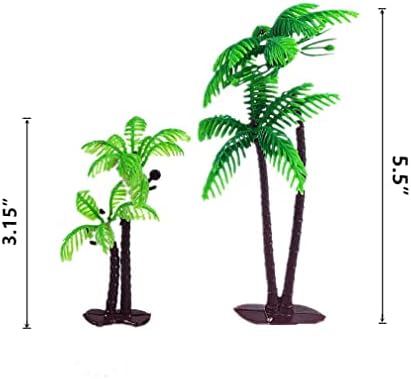12Pieces 3.15-inch and 5.5-inch Green Palm Tree Cake Topper Decorated with Coconut Cake Topper Cake Decoration or Model, Sand Table Decoration.