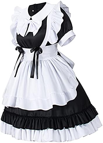 Women Sweet Kawaii Costume Dress Anime French Maid Cosplay Furry Cat Ear Gloves Socks Set