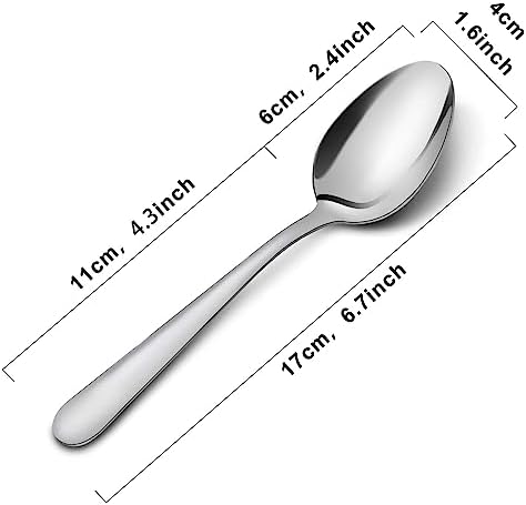 36-Piece Dinner Spoons Set, Funnydin 6.7" Stainless Steel Spoons Silverware, Durable Dessert Spoons, Table Spoon Use for Home, Kitchen and Restaurant - Mirror Polished, Dishwasher Safe