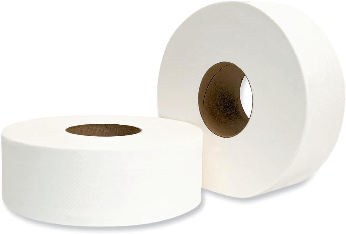 Concession Essentials Jumbo Roll Toilet Paper, 2-Ply, White, Non-Perforated, 720 ft Rolls, 4 Count
