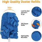 Reusable Duster Refill Compatible with Swiffer - 5 Pack 360° Electrostatic Duster Refills with Handle - Heavy Duty Dusters Refills for Dust, Hair, Furniture, Blinds & Ceiling Fans